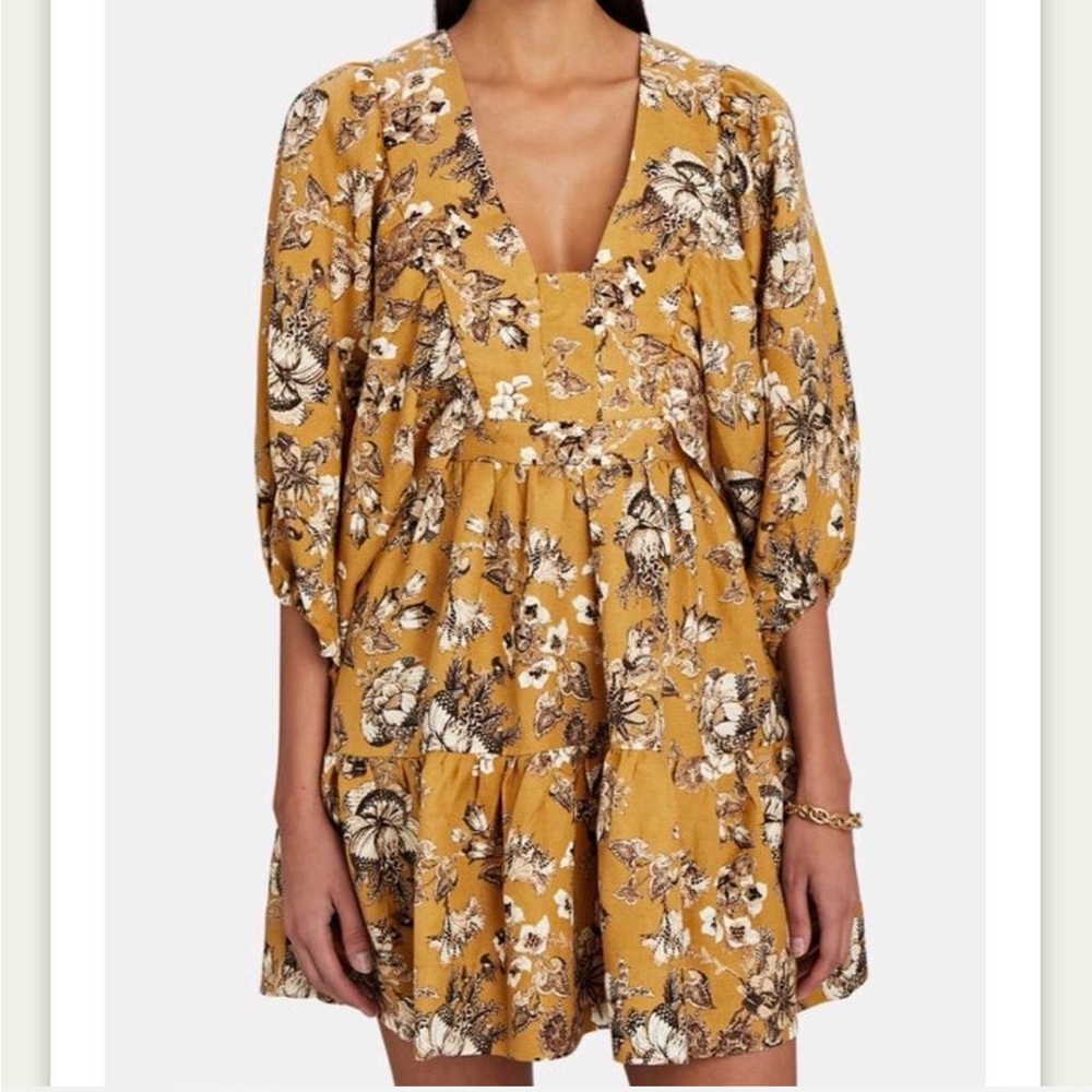Shona Joy Cecilia Plunged Balloon Sleeve Mini Dress
